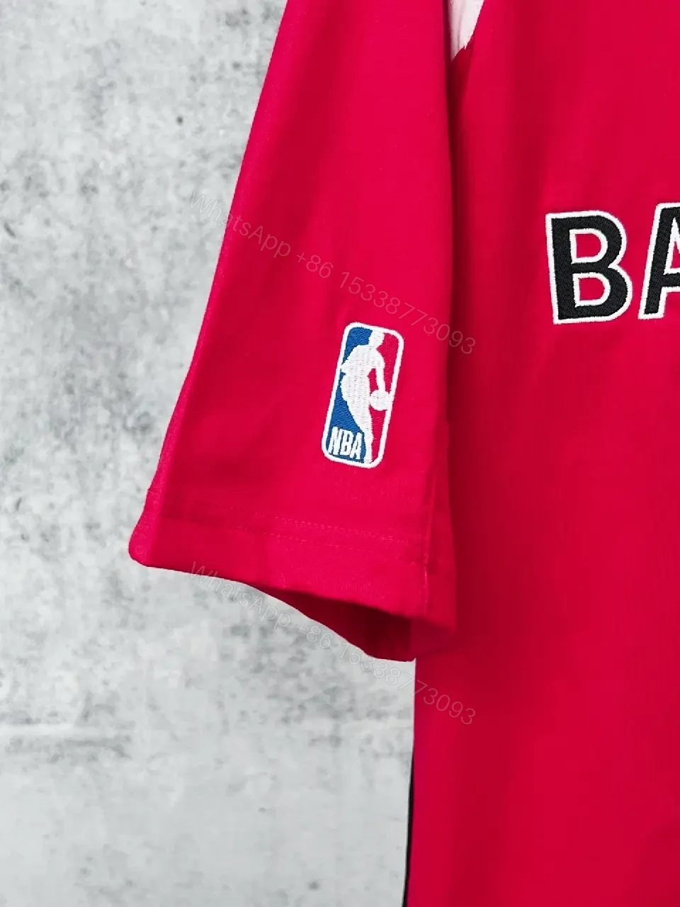 View 3 of Red Knit Jersey: Luxe Streetwear Crest Detail Top