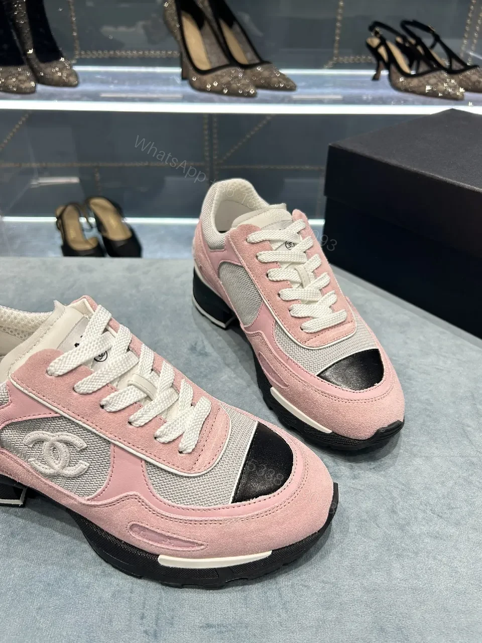 View 9 of Pink Mesh Ballerina-Style Sneaker with Luxe Quilted Detail