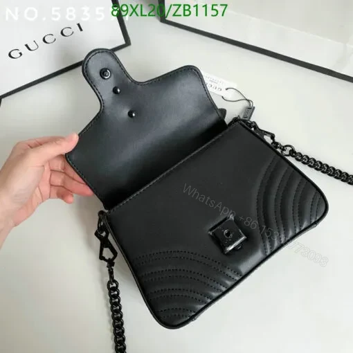 View 6 of Replica Gucci GG Marmont Top Handle Black Bag RGT9425