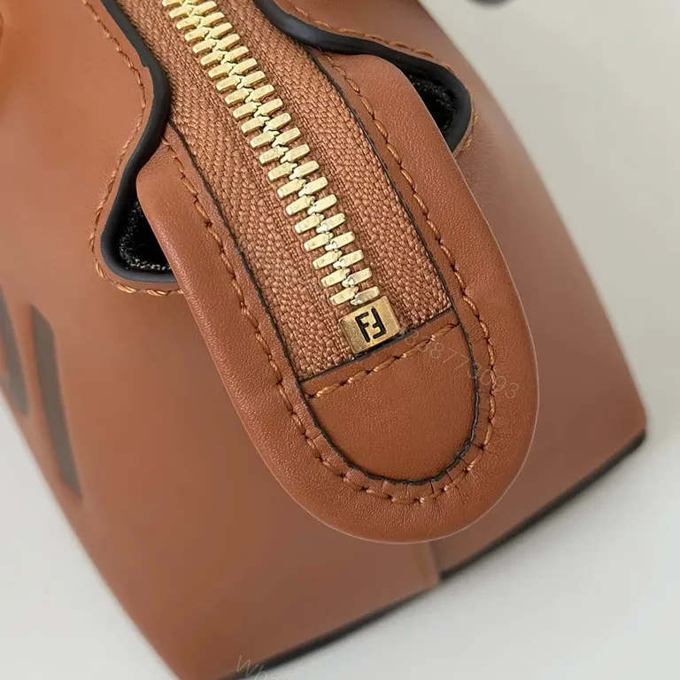View 6 of Tan Leather Crossbody with Fendi Roma Monogram Crossbody Bag