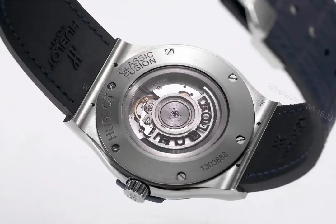 View 9 of Hublot Classic Fusion Blue Dial Automatic Watch with Titanium Case and Leather Strap