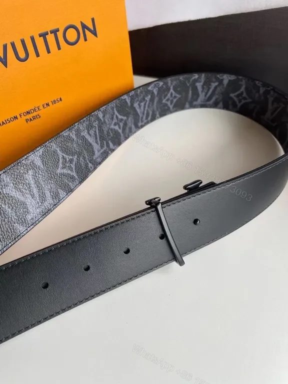 View 3 of Louis Vuitton Monogram Belt: Matte Gunmetal Buckle, Canvas