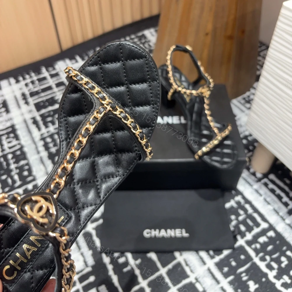 View 6 of 高仿Chanel*25C系列G46109X小羊皮高踭涼鞋黑色8.8CM免檢版