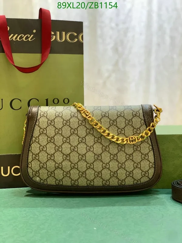 View 5 of Gucci Faux Blondie Canvas Shoulder Bag with Brown Leather Gold Hardware RX52DZ