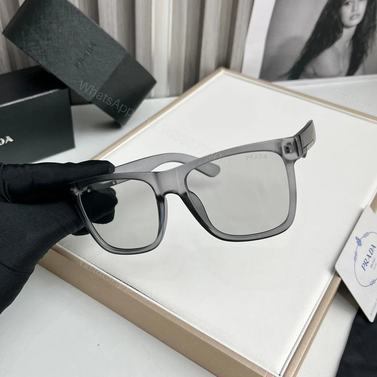 View 2 of Prada Square Havana Grey Sunglasses