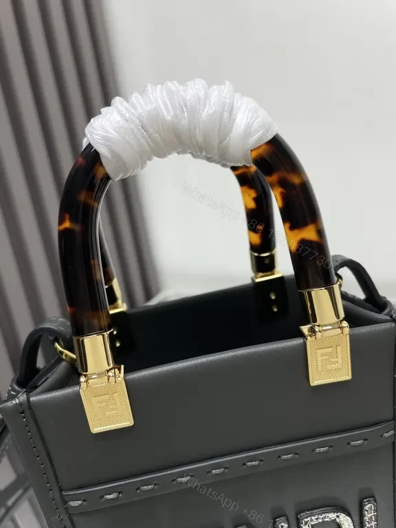 View 3 of Structured Mini Satchel: FENDI ROMA Logo Carry All