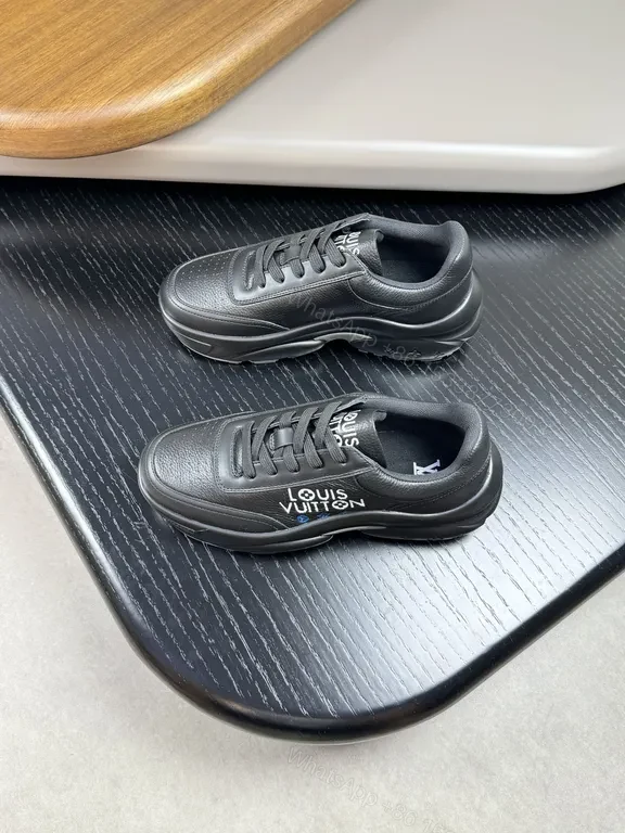 View 2 of Black Leather LVâ€‘Influenced Sneaker: Luxe Comfort Footwear
