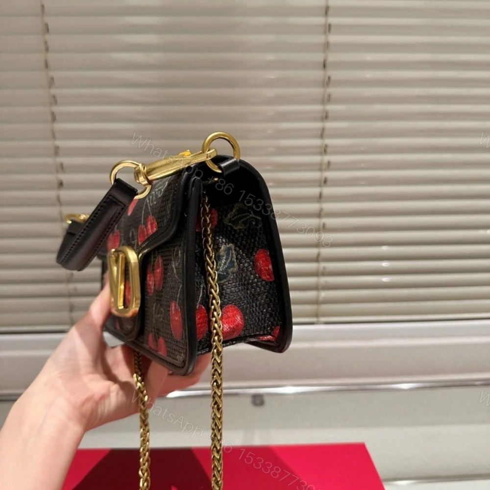 View 4 of VALENTINO GARAVANI LOCÒ CHERRYFIC MOTIF SHOULDER BAG BLACK 26CM
