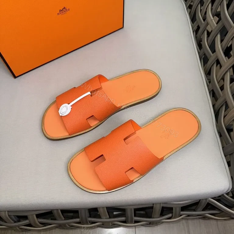 View 6 of Vivid Orange Hermes-Style Slide: Lux Texture, Bold Comfort