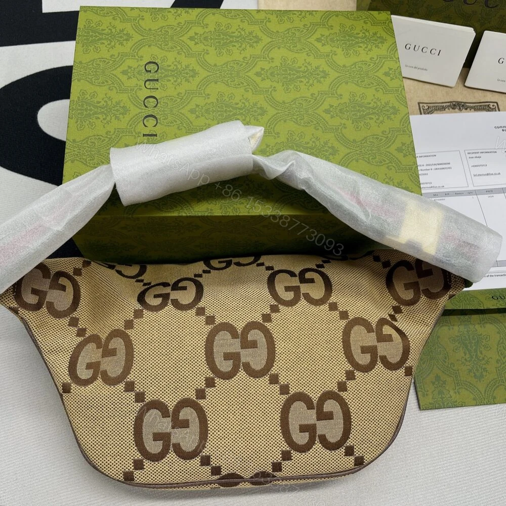 View 4 of Gucci Jumbo GG Belt Bag Camel And Ebony Jumbo GG Canvas 39cm GG 696031 UKMDG 2570
