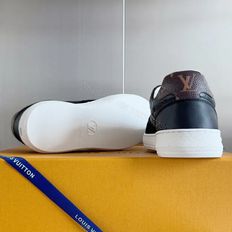 View 5 of Luxury LV-Style High-Top Sneakers: Contrast Craftsmanship