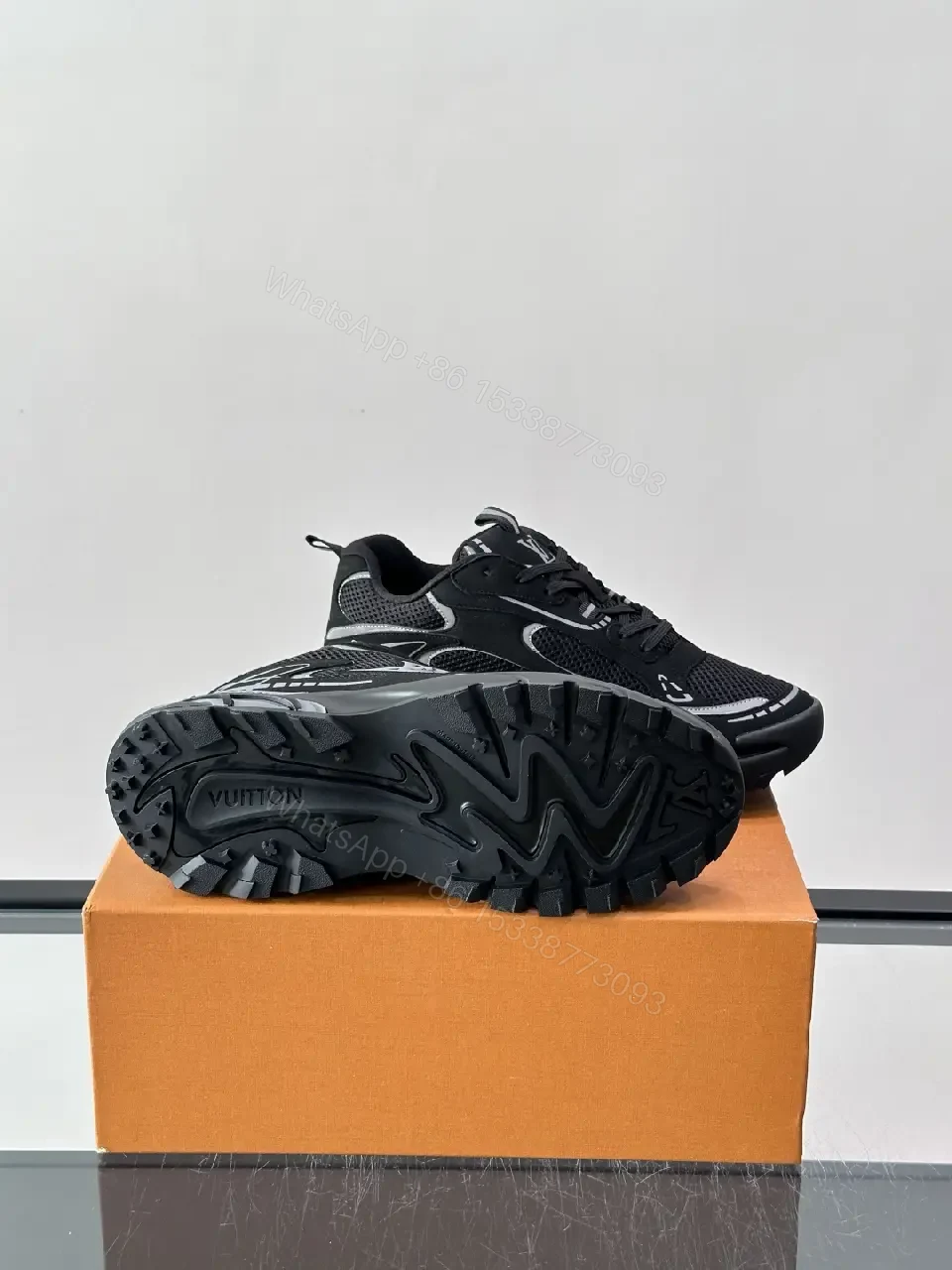 View 10 of Black Mesh Louis Vuitton Style Chunky Sneakers