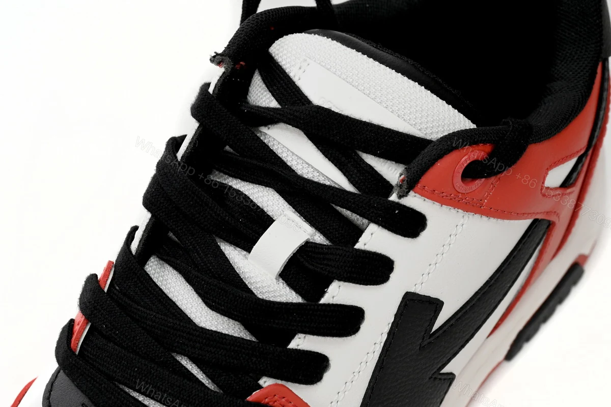 View 9 of OFF-WHITE Out Of Office OOO Low Tops Black White Red OMIA189S23LEA0012510