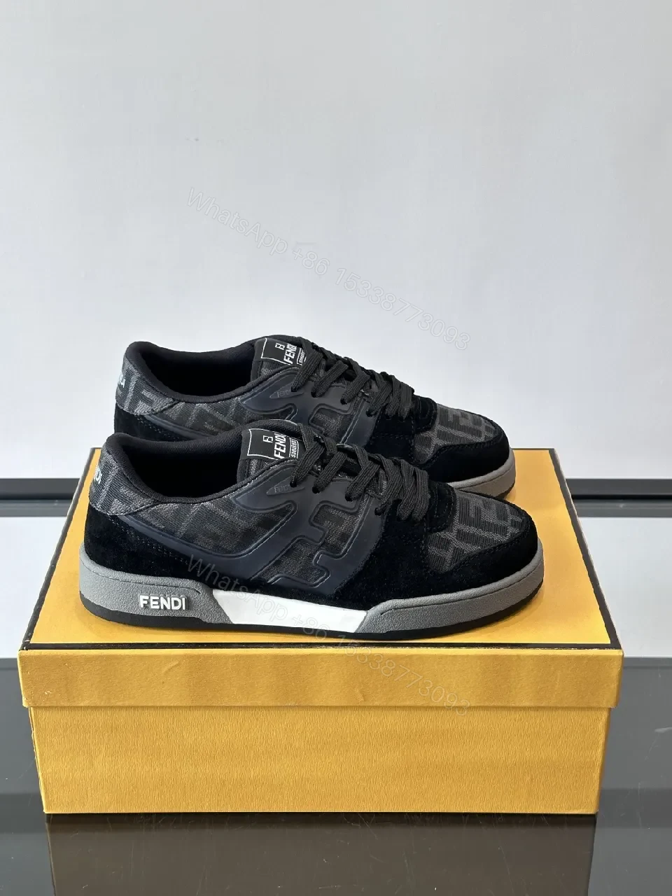 View 3 of Dark Luxe Monogram Platform Sneakers - High-Top Comfort
