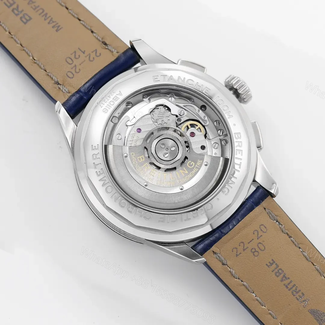 View 8 of GF Factory Breitling Premier B01 Chronograph – Blue Dial, Stainless Steel Case, Leather Strap