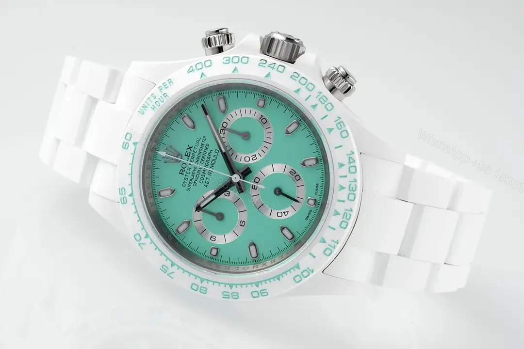 View 7 of Brilliant tiffany ceramic daytona replica 40MM White Ceramic Edition RG-ZF-DAYTONA-TIFFANY-CERAMIC