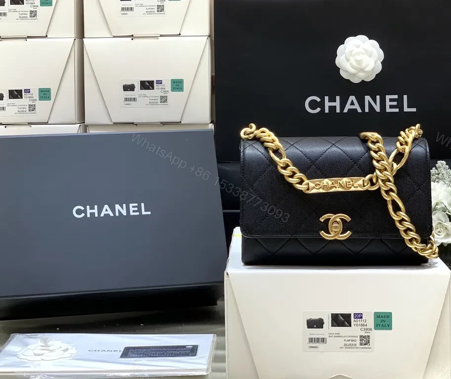 Chanel-Inspired Quilted Black Leather Shoulder Bag — view 4