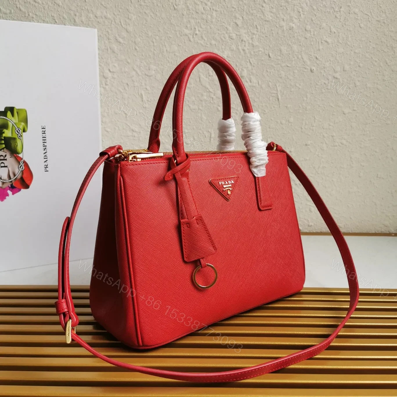 View 2 of MEDIUM GALLERIA 28 RED SAFFIANO LEATHER