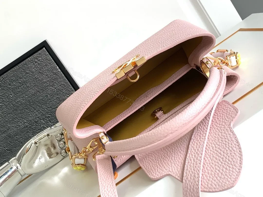 View 6 of Louis Vuitton LV Capucines BB Pink Handbags Lock Gold 27x18x9cm