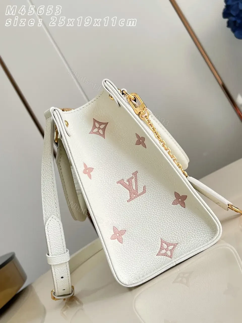 View 2 of Chic Satine White Pebbled Leather Handbag, Crossbody Ready