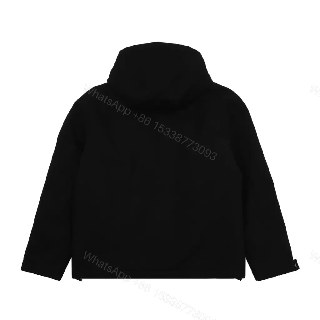 View 3 of Black Puffer Hoodie — Minimalist Luxury, Water-Repellent, Zip Pockets