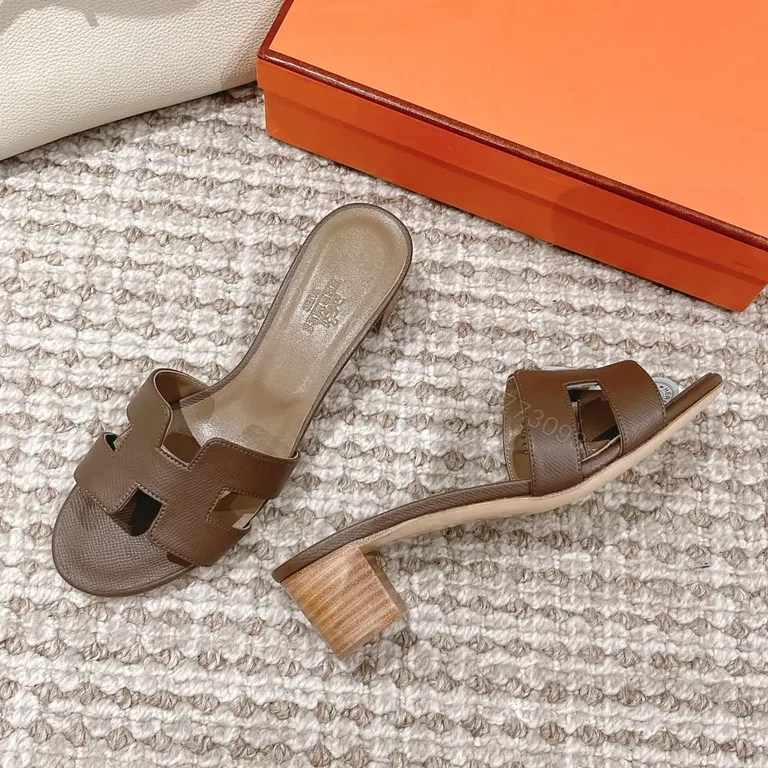 View 8 of Brown Leather Hermes-Style H-Strap Sandals - All-Day Comfort