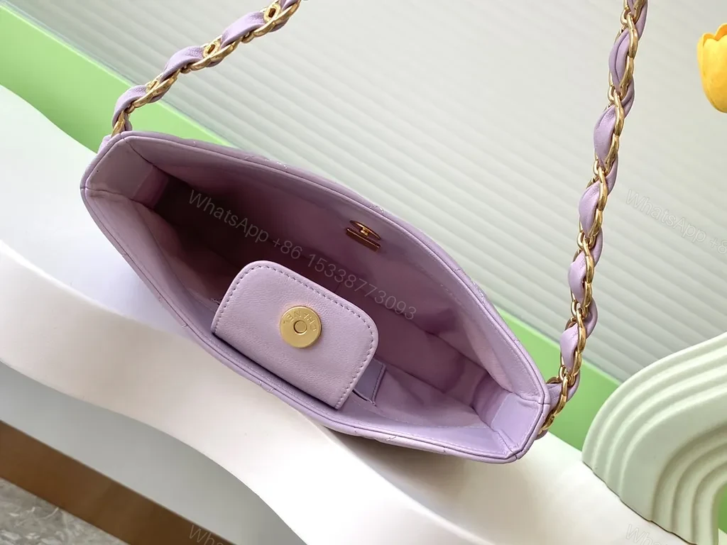 View 7 of Lavender Quilted Chain Bag: Luxurious Everyday Chic