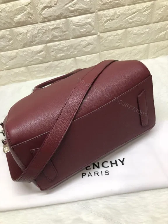 View 8 of Burgundy Pebbled Leather Handbag: Structured Luxury Tote