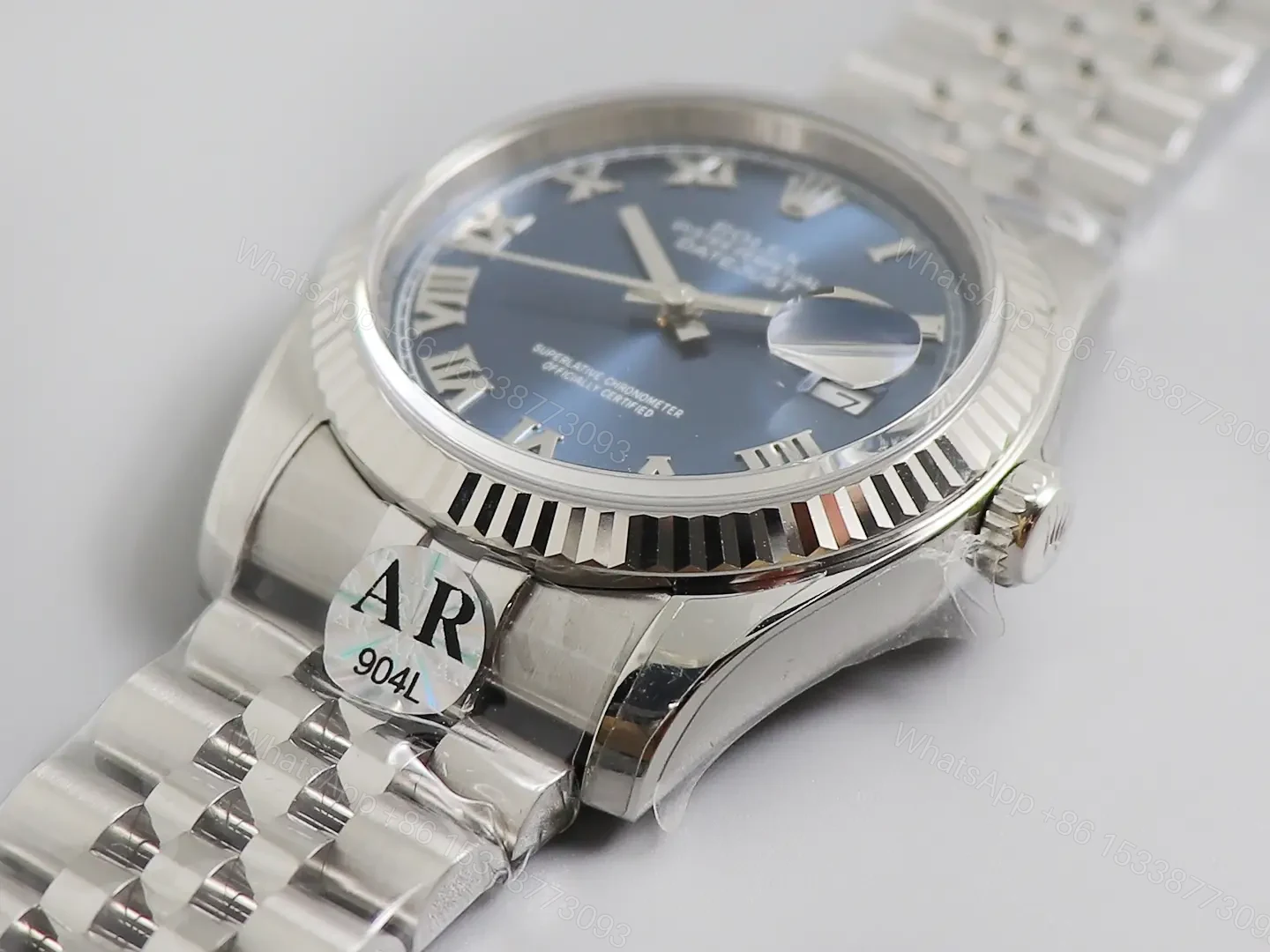 View 2 of Rolex Datejust 41 Stainless Steel Fluted Blue – Roman Dial Jubilee 126334-0026
