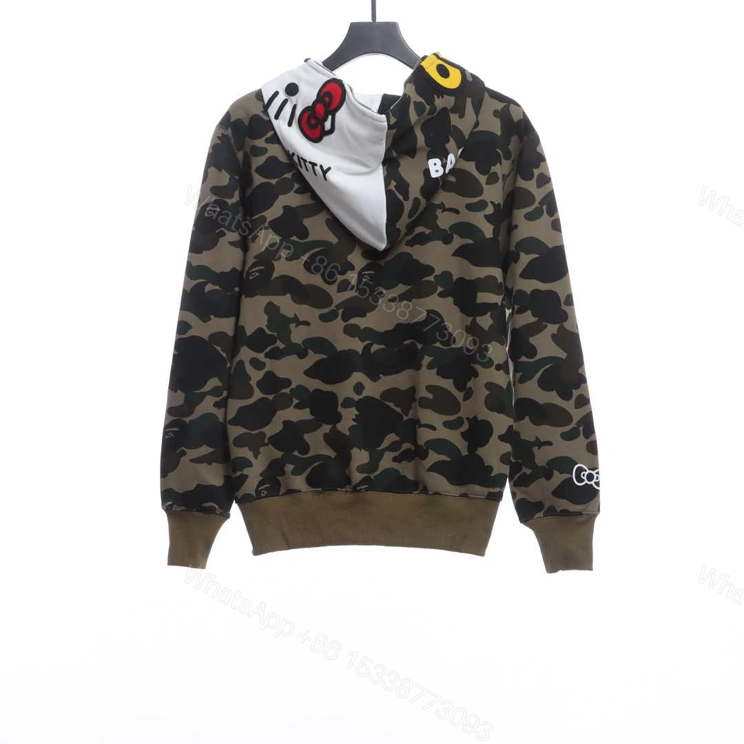 View 7 of BAPE co-branded hell kitty camouflage zipper hoodie Green
