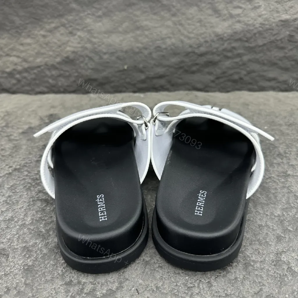 View 2 of Minimalist Luxury Leather Slides – Signature H-Cut, Cushioned Fit