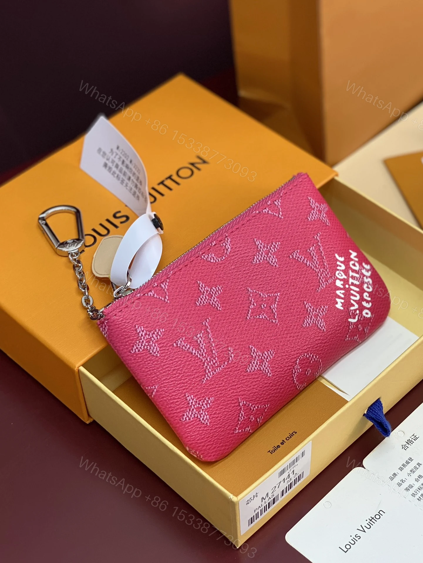 LV 高仿 Monogram 桃紅色迷你零錢包 女款時尚收納包 — view 1