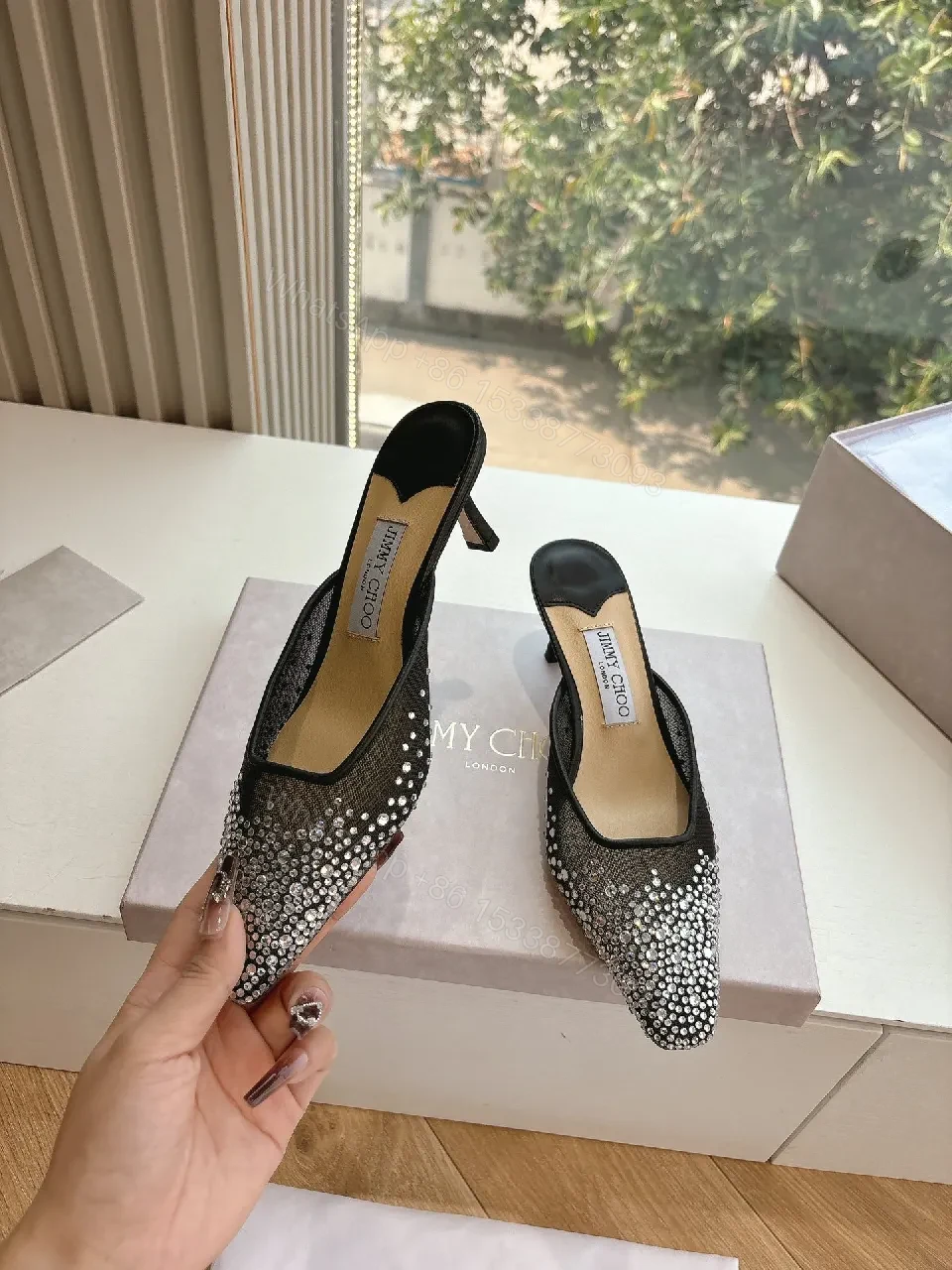 View 8 of Elegant Crystal-Embellished Slip-Ons: Luxe Comfort Mule