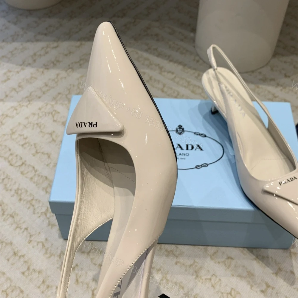 View 6 of 高仿Prada*1I901B露跟印花徽標高跟鞋7.5CM米色免檢版