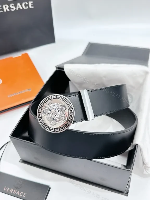 Black Leather Versace Medusa Buckle Belt – All-Season Luxury, 3cm — view 1