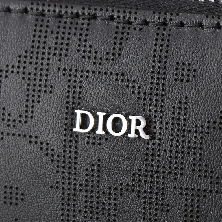 View 4 of Black Dior Monogram Zip Clutch: Sleek, Secure, Multifunctional Carry