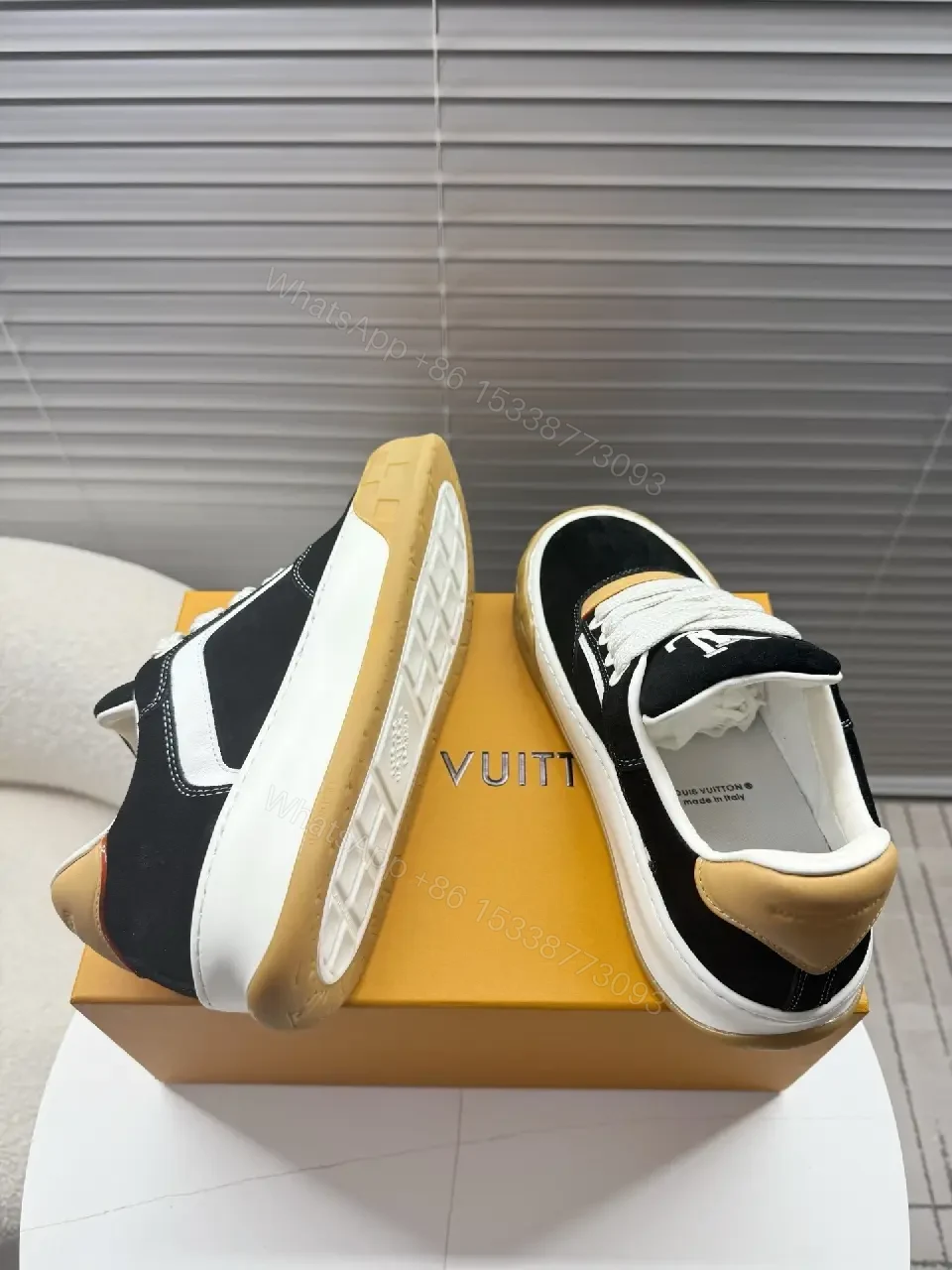 View 8 of Bold Suede Leather High-Top Sneaker with Monogram Accents