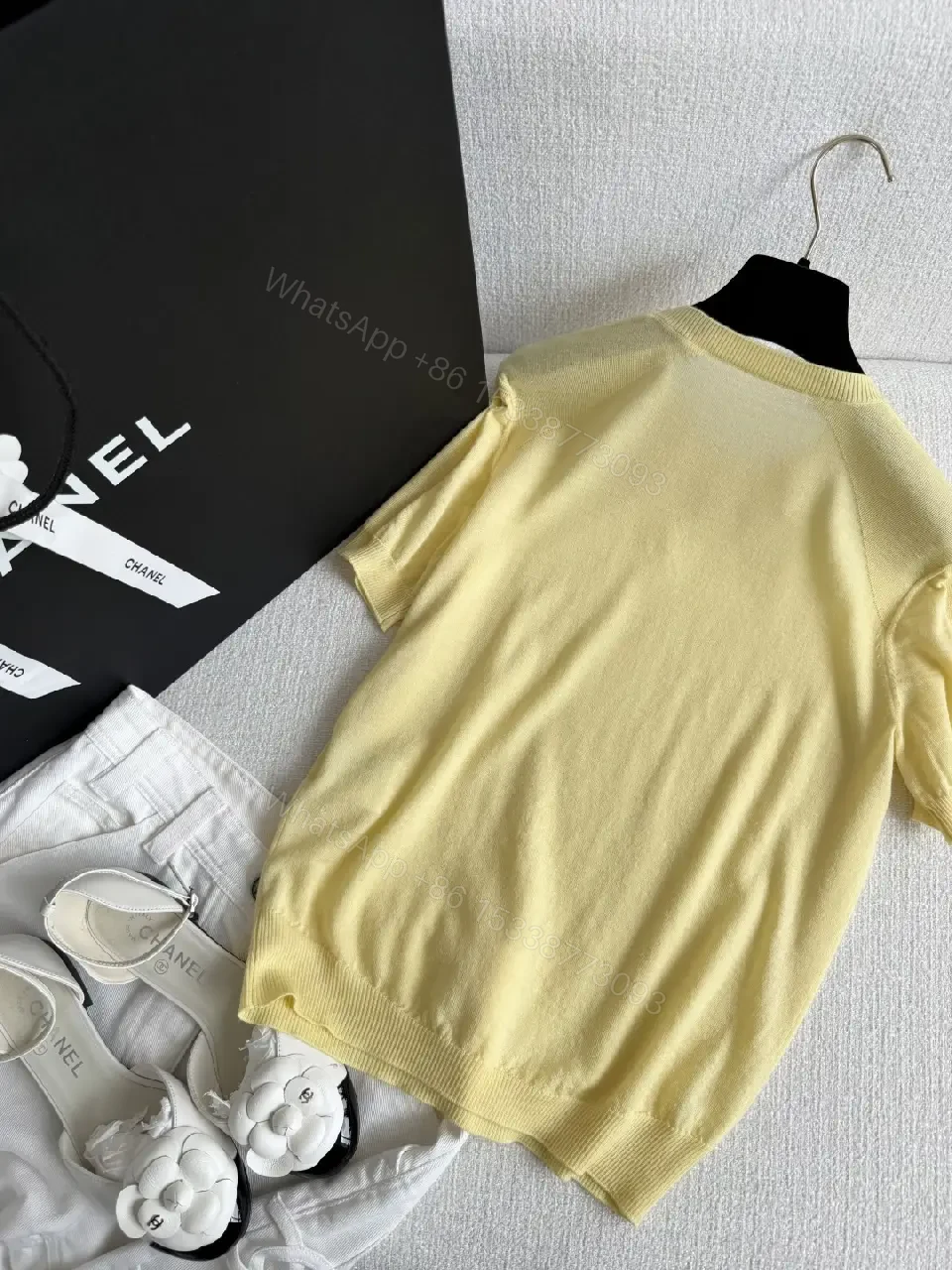 View 3 of Soft Yellow Knit Tee: Subtle Luxe, Lightweight Comfort, Everyday Style