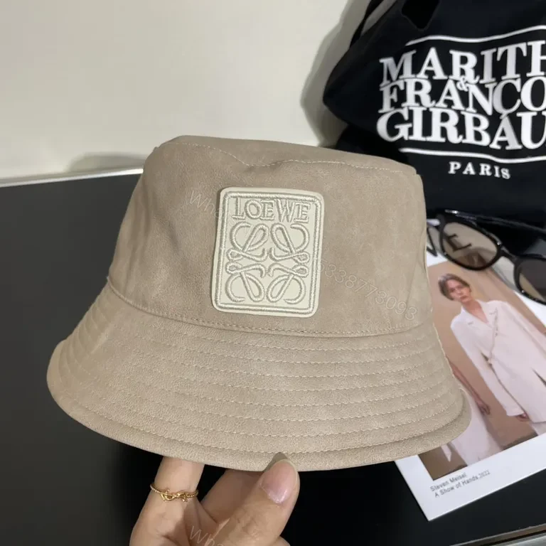 Taupe Bucket Hat with Loewe Patch â€“ Soft, Luxe Everyday Style — view 1