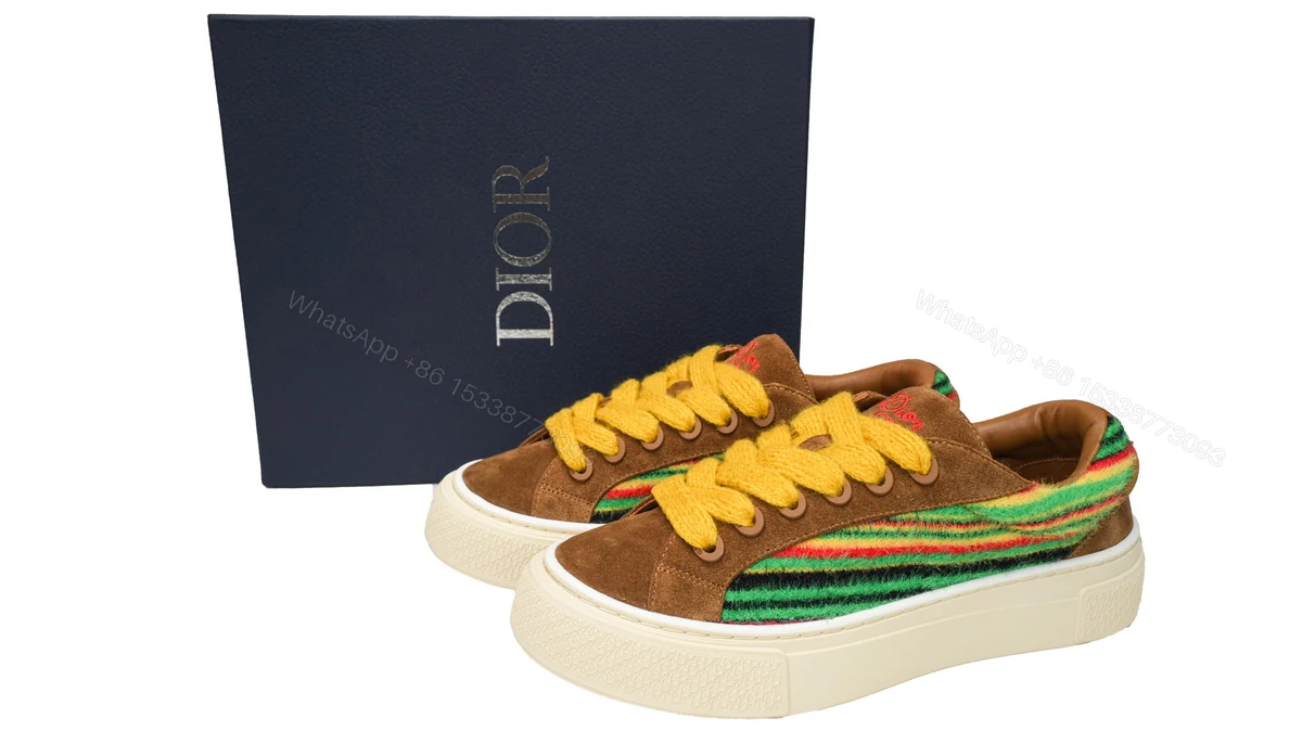 View 2 of Dior B33 Sneakers Release Brown Stripe 3SN272 ZIR1 6536