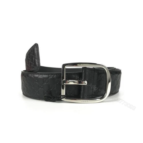 View 6 of GUCCI CALFSKIN MONOGRAM BLACK BELT SILVER METAL 4CM