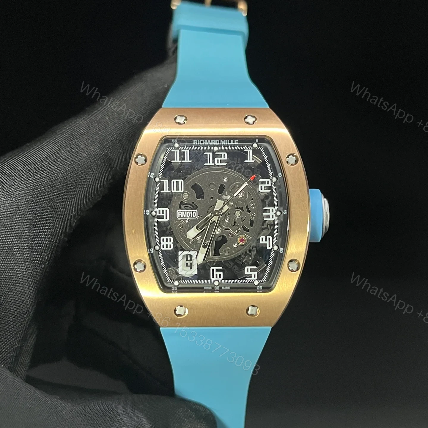 Richard Mille RM010 Titanium Skeleton Automatic Light Blue Strap Watch RM010-TI-LB — view 1