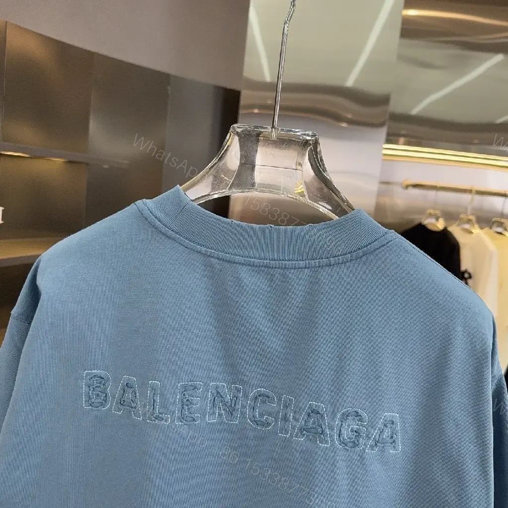 View 9 of Blue Cotton Relaxed Tee, Premium, Everyday Luxury Shirt
