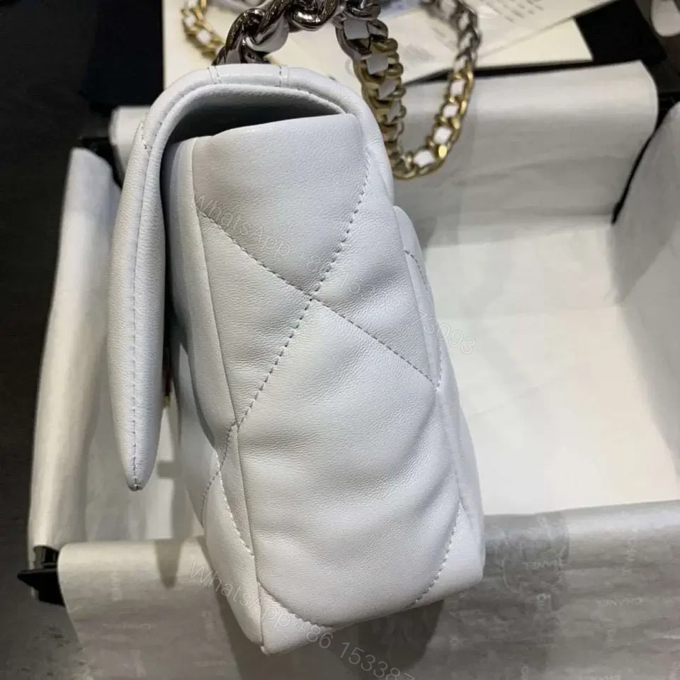 View 5 of CHANEL 19 FLAP MEDIUM WHITE LAMBSKIN