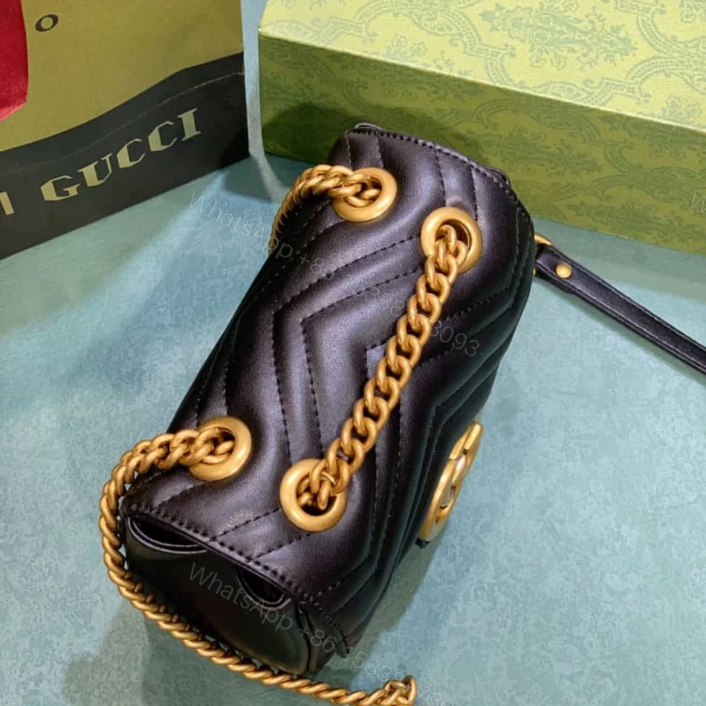 View 5 of Gucci GG Marmont Mini Shoulder Bag Black 18Cm 739682 AABZC 6832
