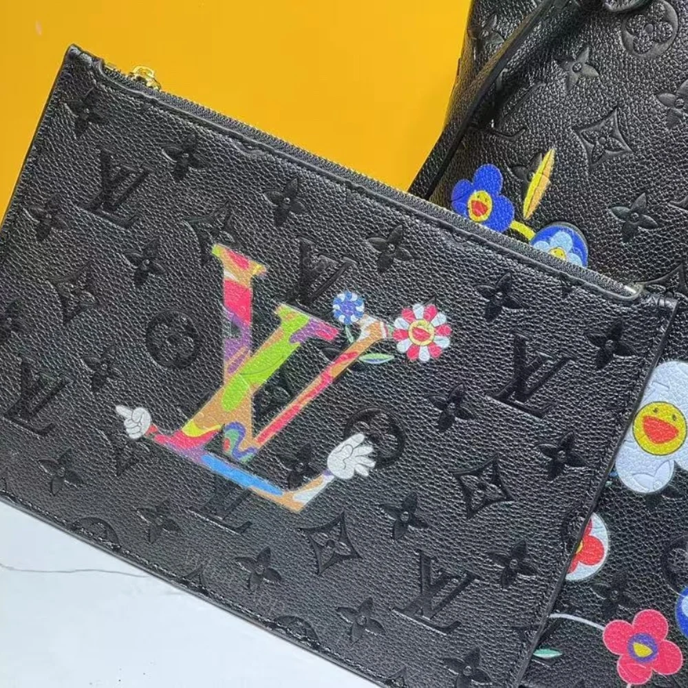 View 4 of Louis Vuitton X Takashi Murakami Superflat Neverfull MM Black 31Cm M13675