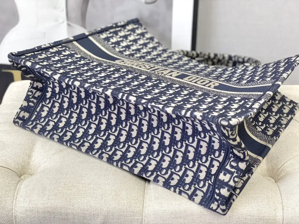 View 9 of Iconic Dior Oblique Tote: Navy Canvas Luxury Everyday Carry
