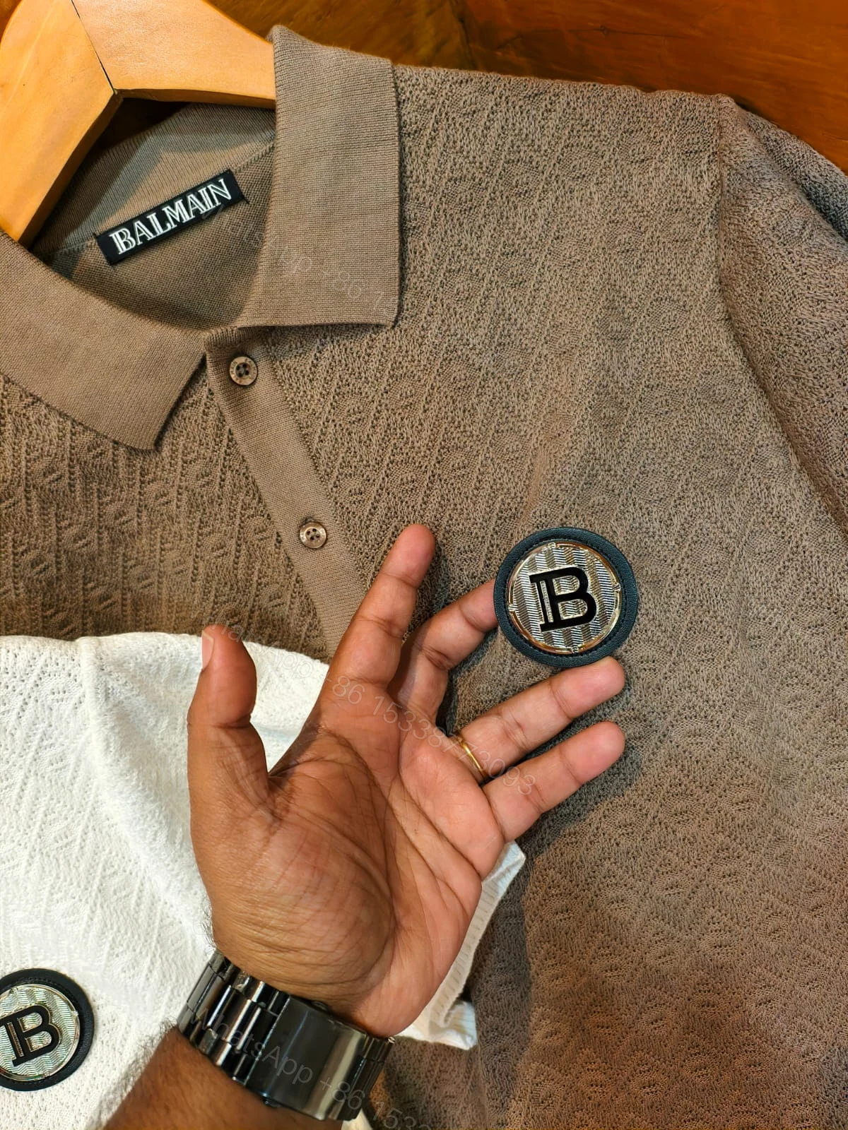 View 6 of FIRST COPY BALMAIN IMPORTED SUMMER BREATHABLE FABRICS COLLAR POLO T-SHIRT