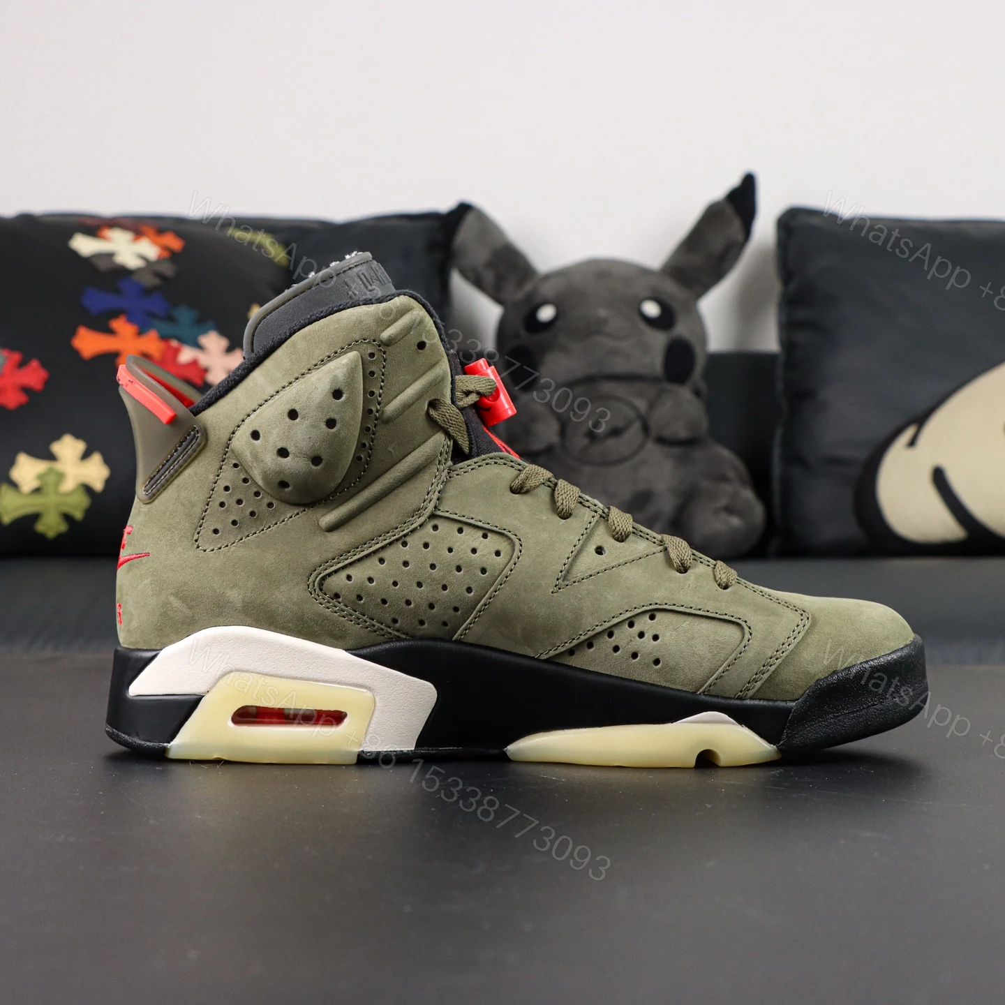 View 2 of Travis Scott x Air Jordan 6 medium olive Reps