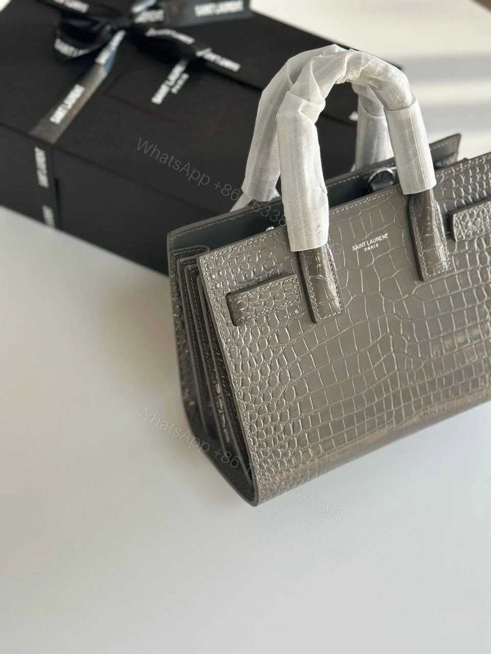 View 4 of Grey Saint Laurent Baby Classic Sac De Jour tote bag
